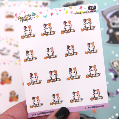 Halloween Planning Planner Stickers - Pumpkin The Cat - [1135]