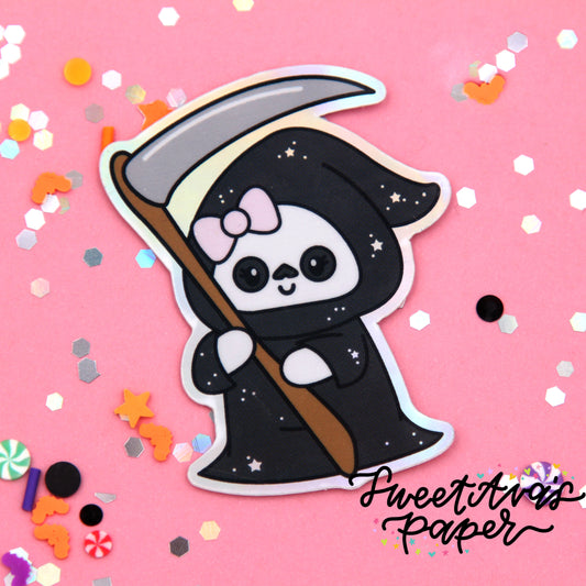 Grim Reaper Halographic Vinyl Die Cut Sticker - Dottie The Sugar Bug