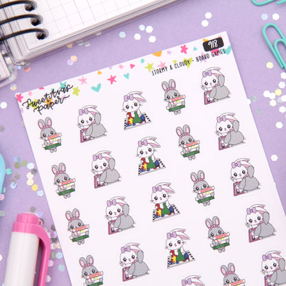 Board Games Planner Stickers - Stormy & Cloudy Bunnies  - [918]