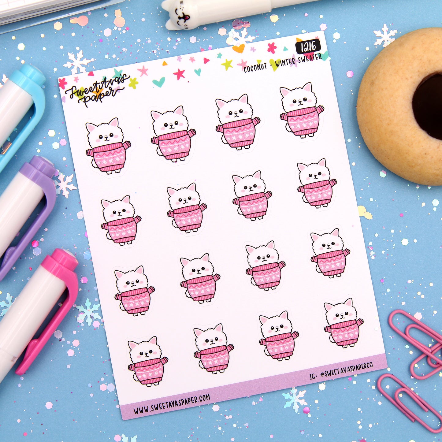 Sweater Weather Planner Stickers - Coconut the Puppy [1216]