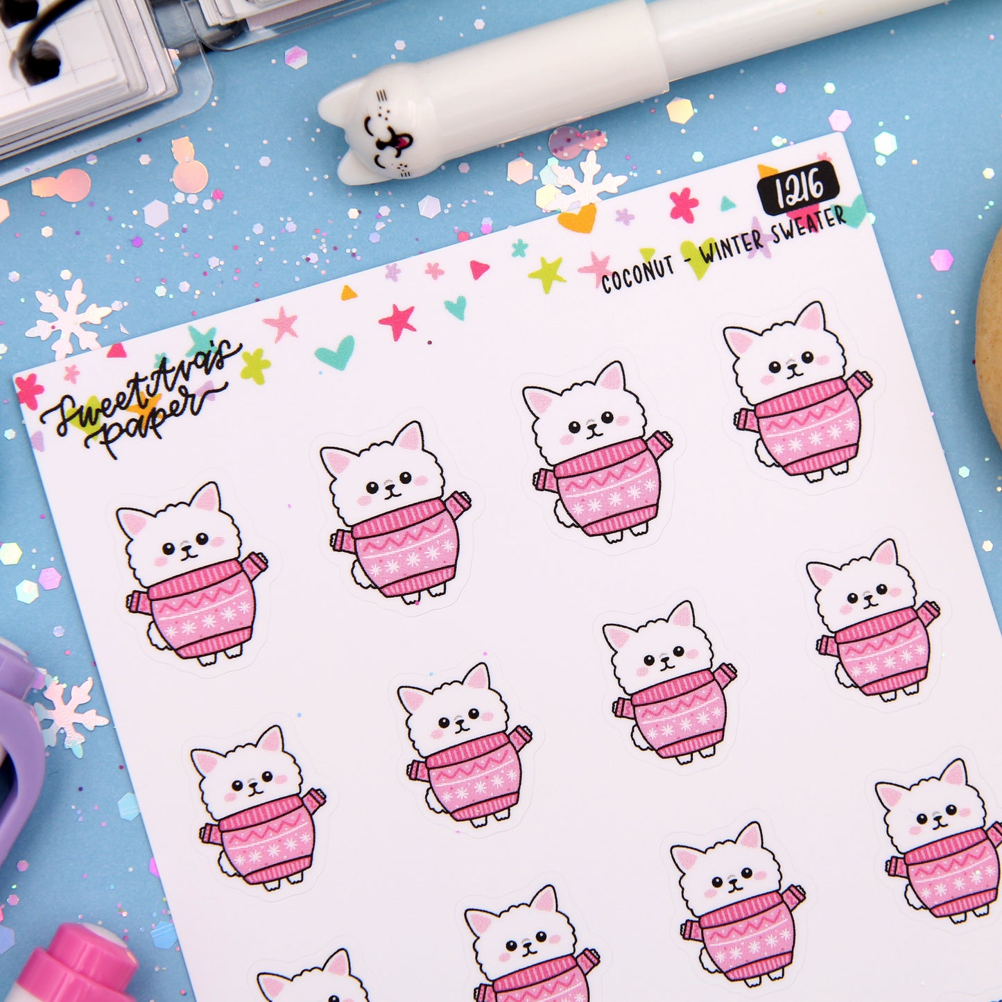 Sweater Weather Planner Stickers - Coconut the Puppy [1216]