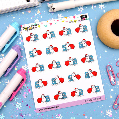 Winter Post Office Planner Stickers - Snowball The Cat - [1146]