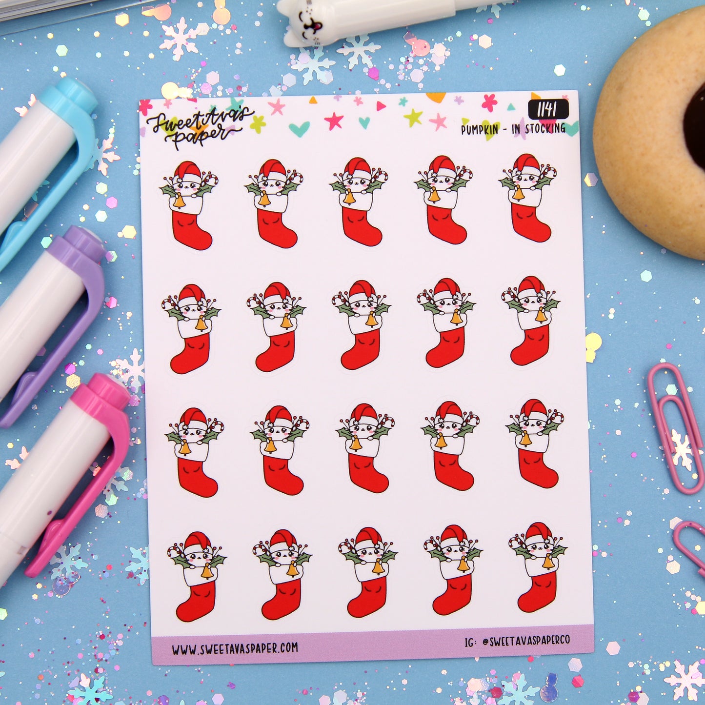 In A Stocking Planner Stickers - Pumpkin The Cat - [1141]