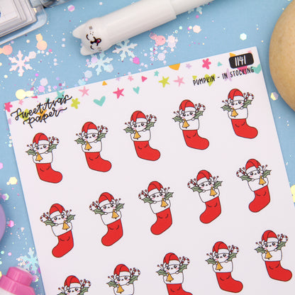 In A Stocking Planner Stickers - Pumpkin The Cat - [1141]