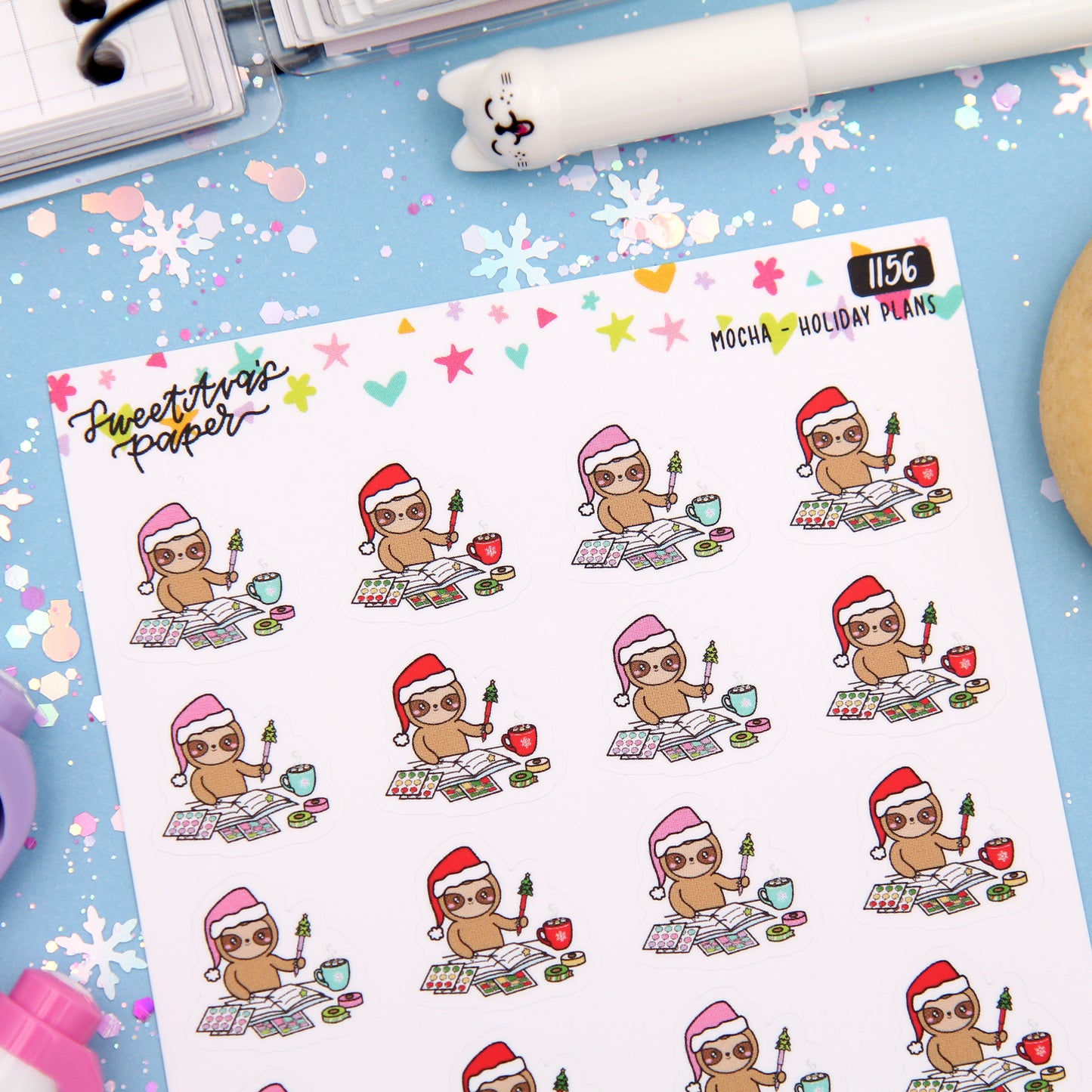 Winter Planning Planner Stickers - Mocha The Sloth [1156]