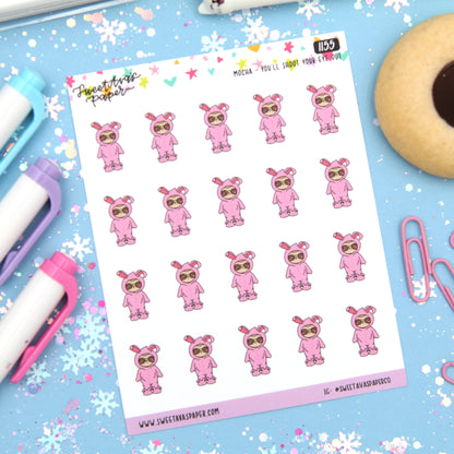 Pink Bunny Suit Planner Stickers - Mocha The Sloth [1155]