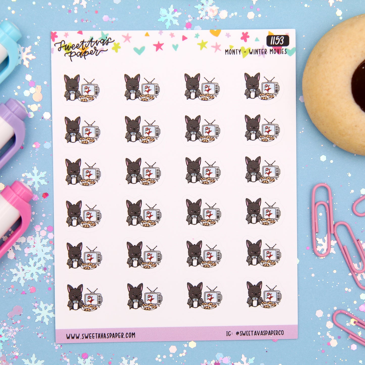 Watching Holiday Movies Planner Stickers - Monty The Bat - [1153]