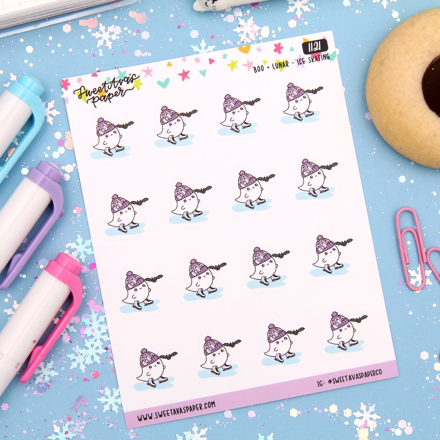 Ice Skating Planner Stickers - Boo and Lunar - [1121]