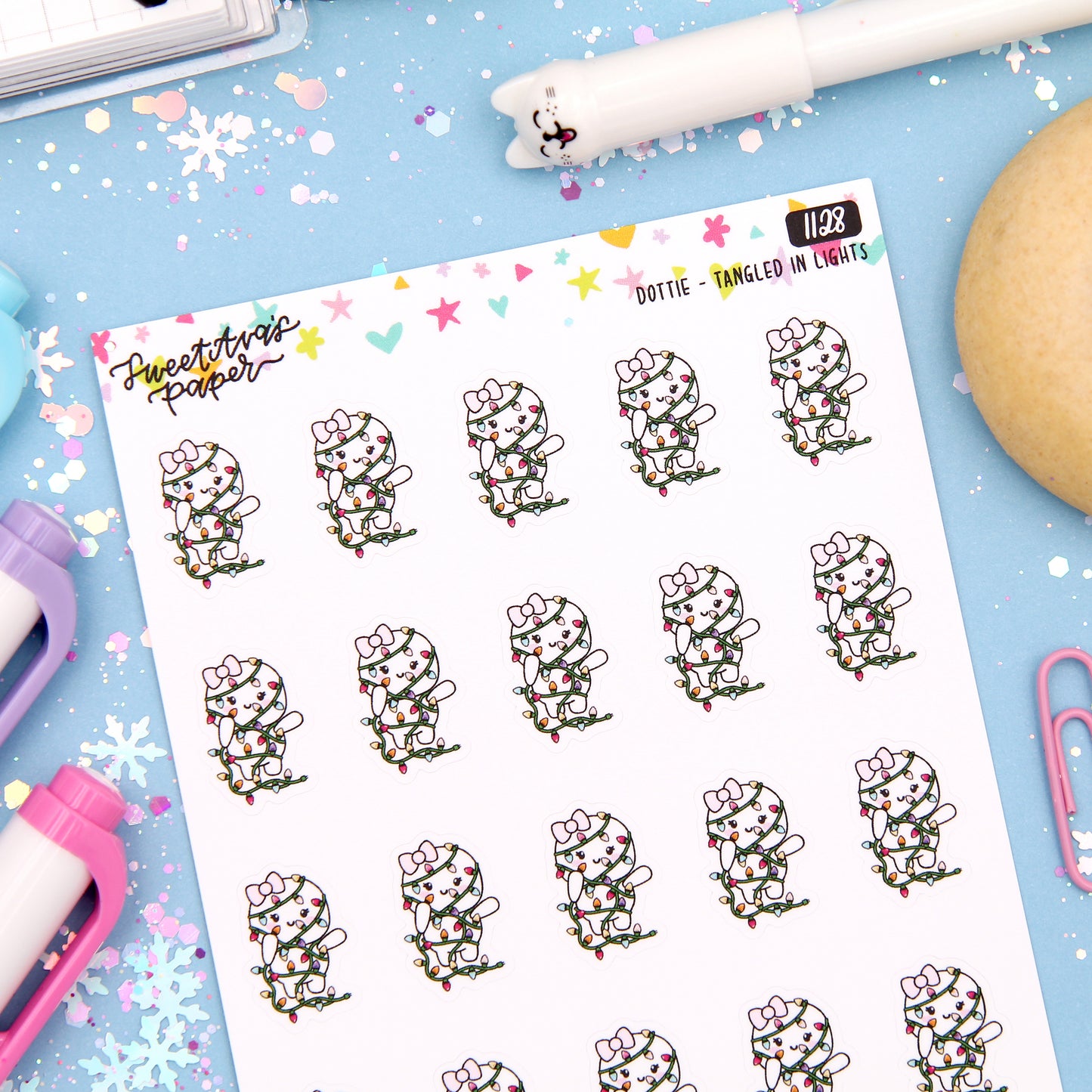 Tangled In Holiday Lights Planner Stickers - Dottie The Sugar Bug - [1128]