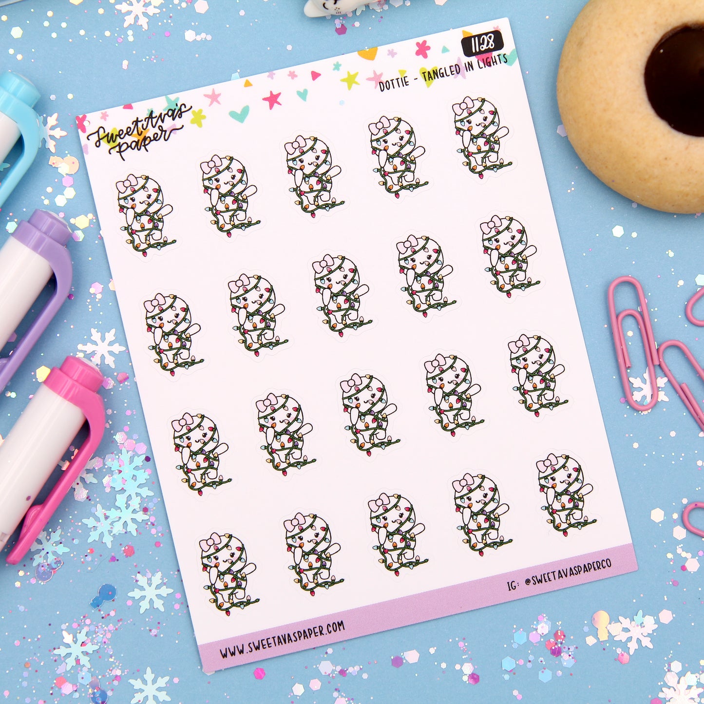 Tangled In Holiday Lights Planner Stickers - Dottie The Sugar Bug - [1128]