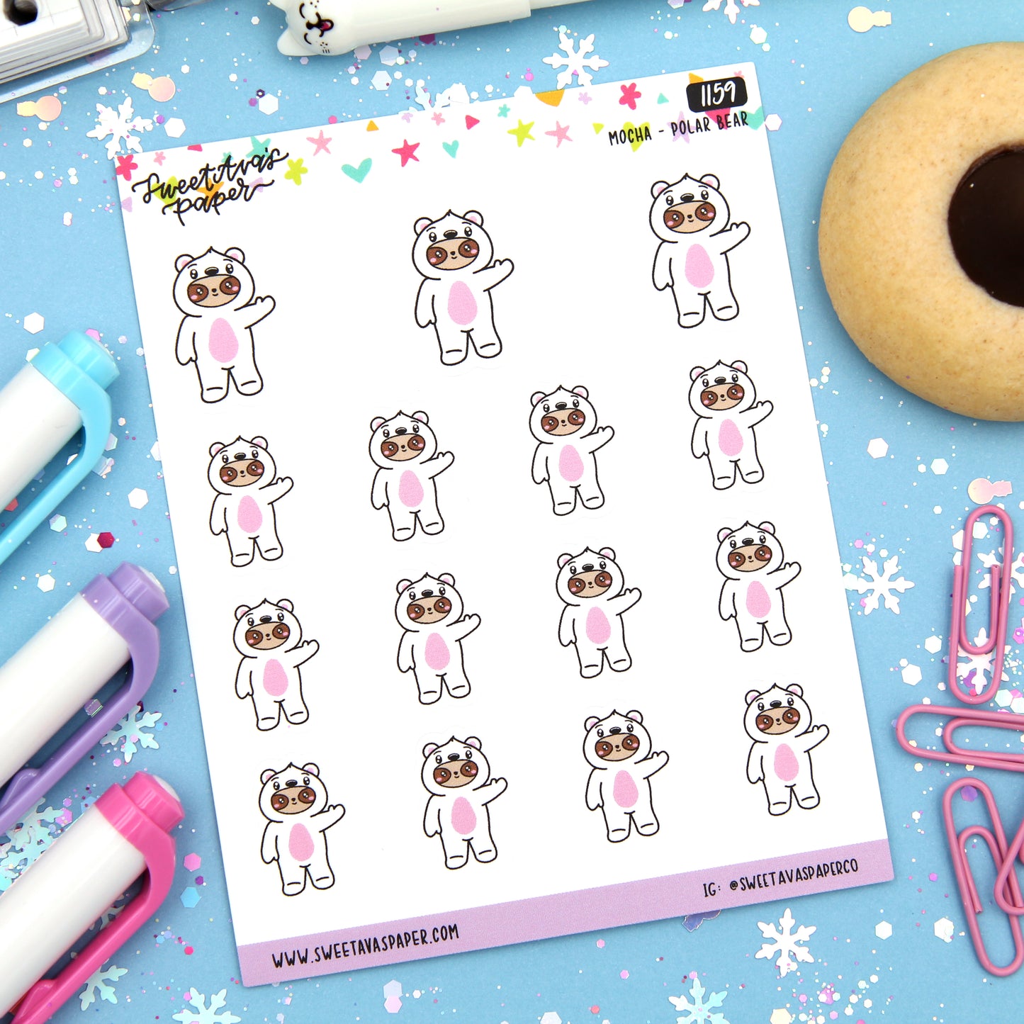 Polar Bear Costume Planner Stickers - Mocha The Sloth [1159]