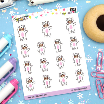 Polar Bear Costume Planner Stickers - Mocha The Sloth [1159]