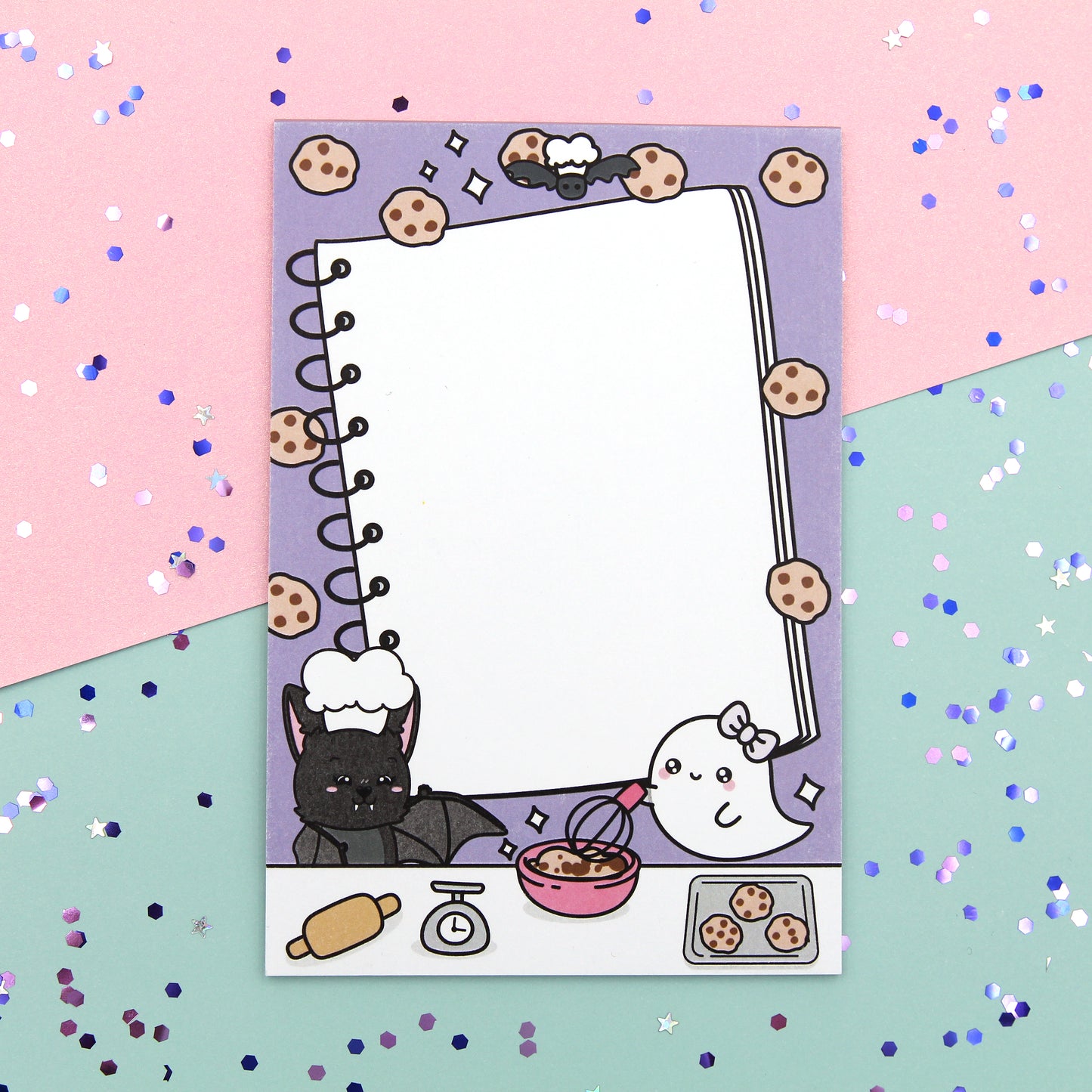 Baking Cookies 4" x 6" Memo Notepad - 25 Sheets - Boo and Lunar - Monty The Bat