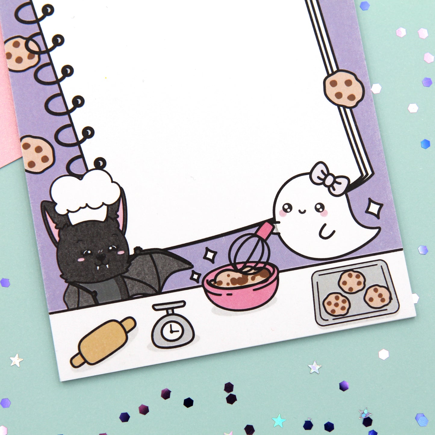 Baking Cookies 4" x 6" Memo Notepad - 25 Sheets - Boo and Lunar - Monty The Bat