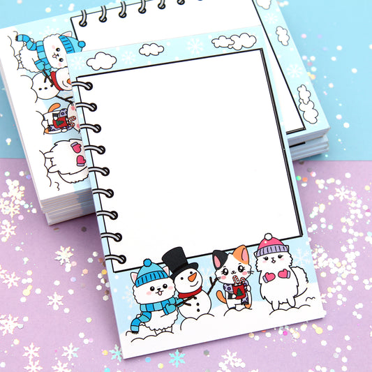 Winter Snowman 4" x 6" Memo Notepad - 25 Sheets - Coconut, Pumpkin and Snowball
