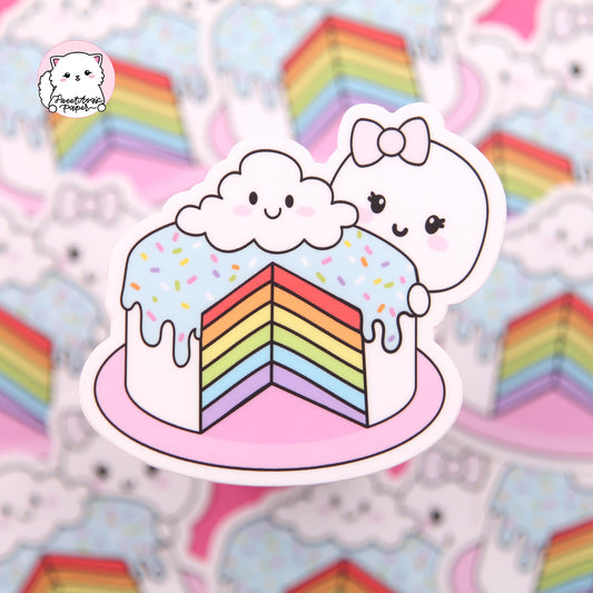 Rainbow Cloud Cake Die Cut Sticker - Dottie The Sugarbug