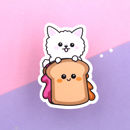 Peanut Butter and Jelly Sandwich Vinyl Die Cut Sticker - Coconut The Dog - Planning Vinyl Die Cut Sticker