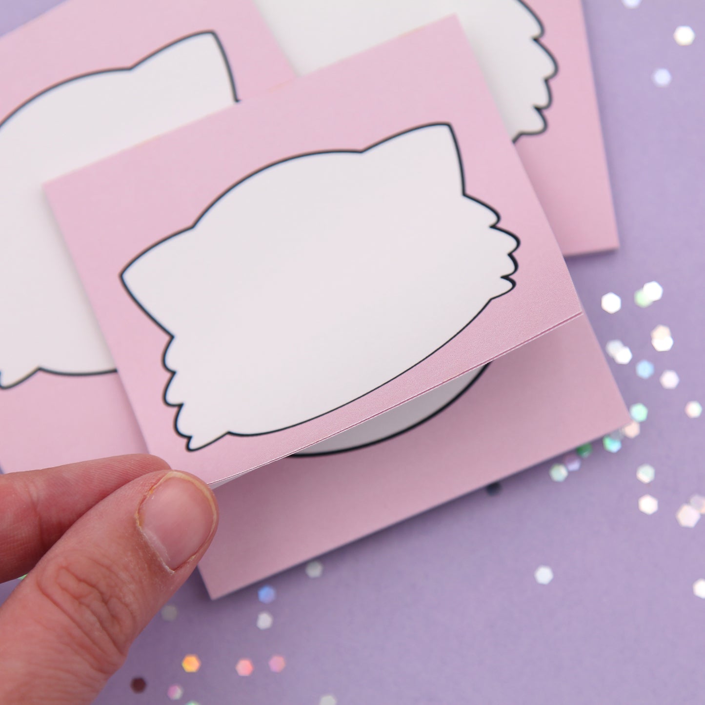 Blank Snowball Face - Snowball The Cat - 25 Sheets - 3" x 3" Sticky Notepad