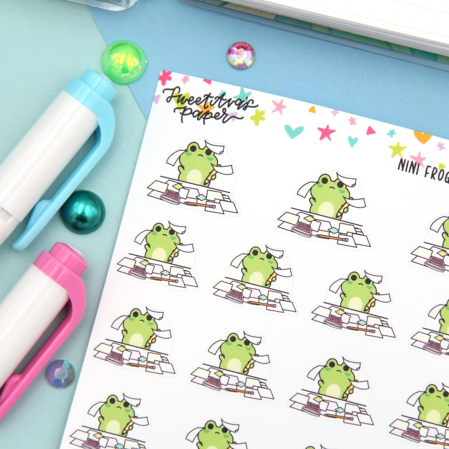 Paperwork Planner Stickers - Work Planner Stickers - Character Planner Stickers - Nini Frog - [1442]