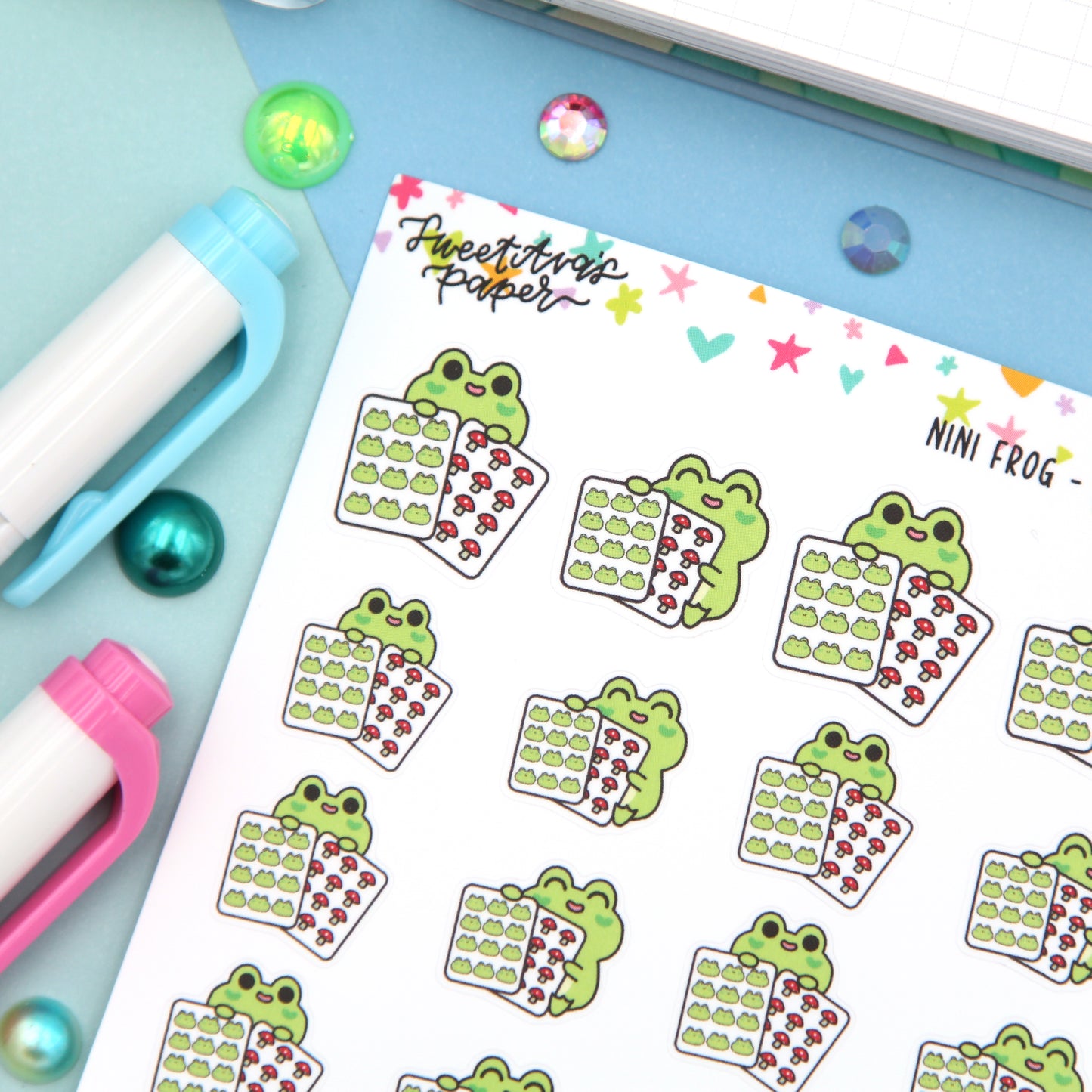Play With Stickers - Planner Stickers - Sticker Book Planner Stickers - Character Planner Stickers - Nini Frog - [1445]