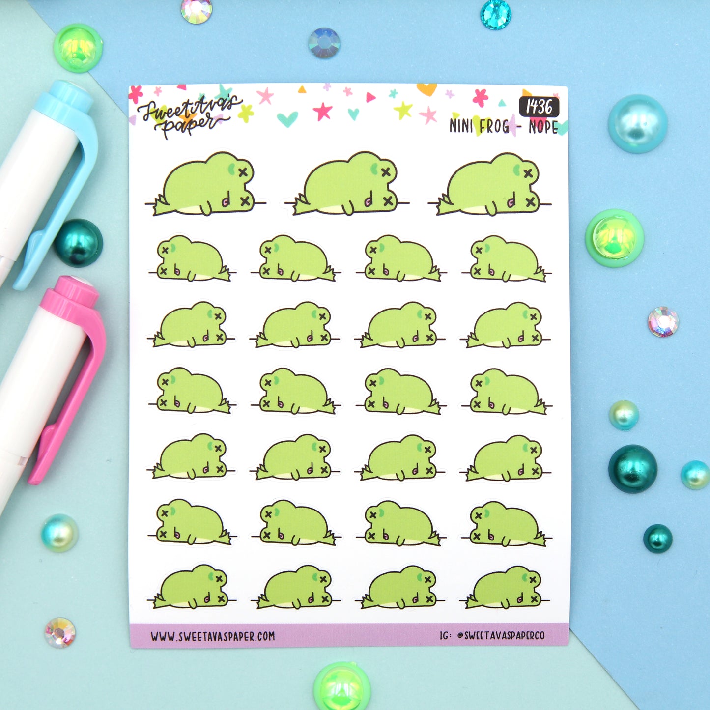 Nope Planner Stickers - Dead Tired Planner Stickers - Character Planner Stickers - Nini Frog - [1436]