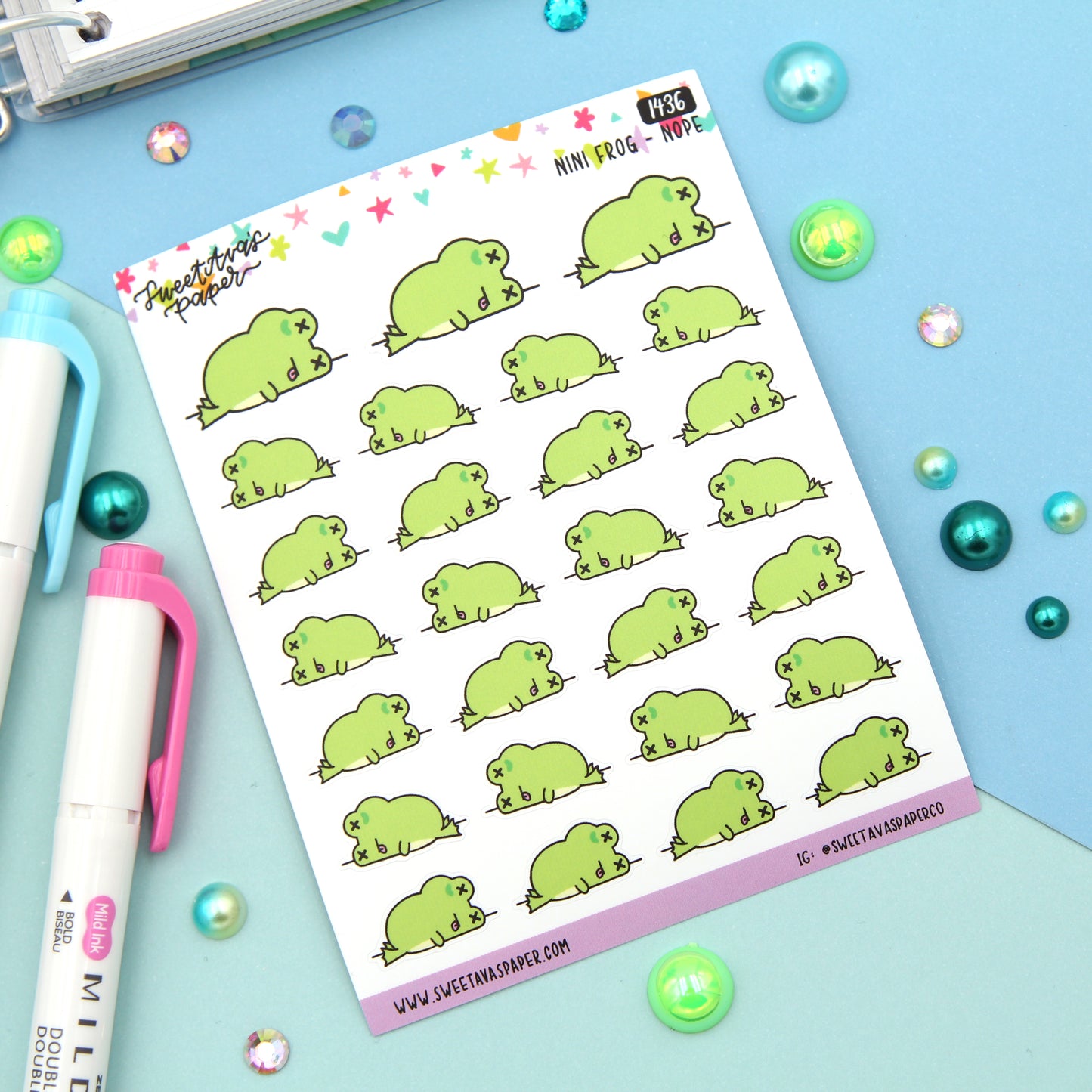 Nope Planner Stickers - Dead Tired Planner Stickers - Character Planner Stickers - Nini Frog - [1436]