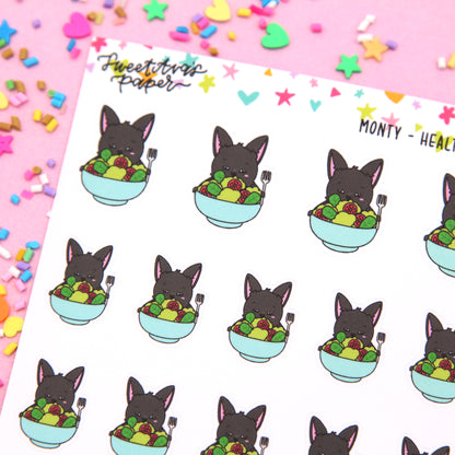 Healthy Eating Planner Stickers - Salad Planner Stickers - Vegetables Planner Stickers - Weight Loss Planner Stickers -  Monty The Bat - [1297]