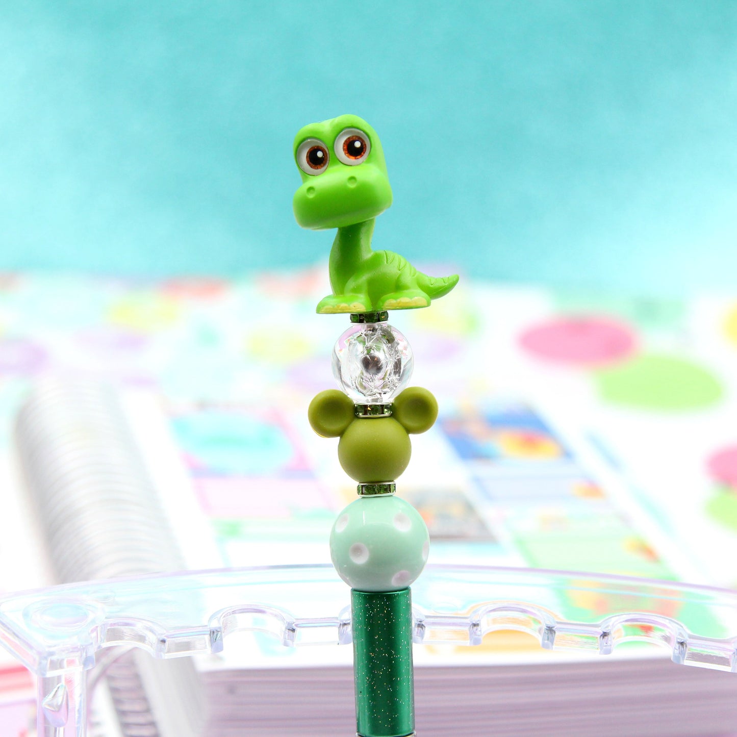 Green Dinosaur Beaded Pen