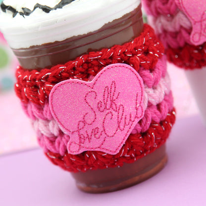 Self Love Club Pink Crochet Cup Cozie Sleeve