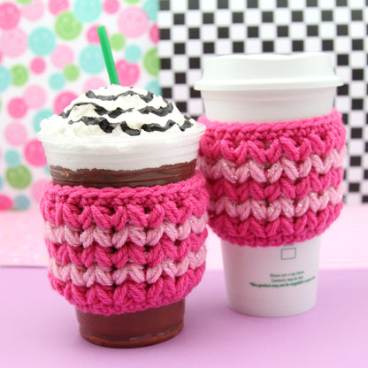 Instant Mom Just Add Coffee Pink Crochet Cup Cozy Sleeve