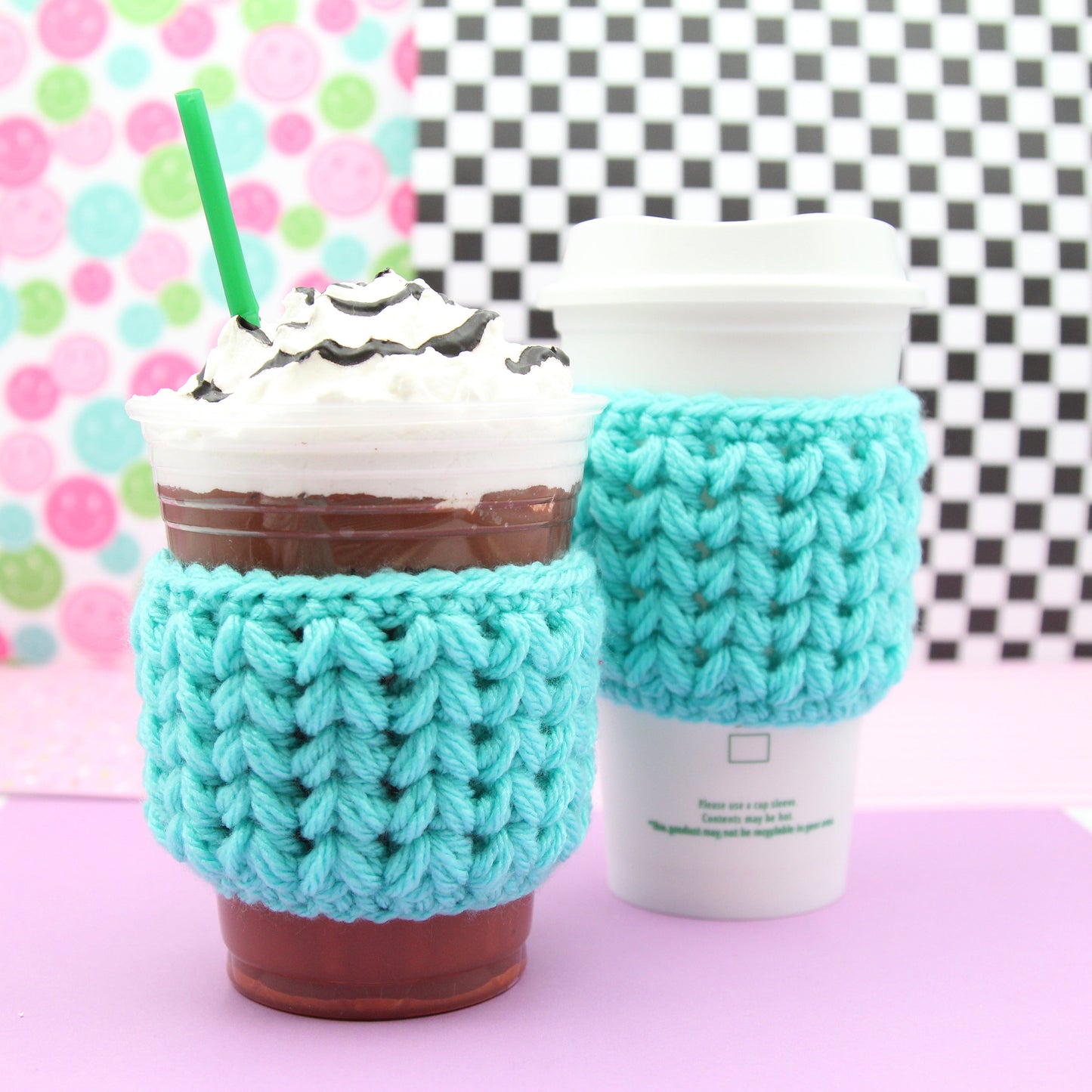 Cold Like My Soul (Teal) Crochet Cup Cozie Sleeve