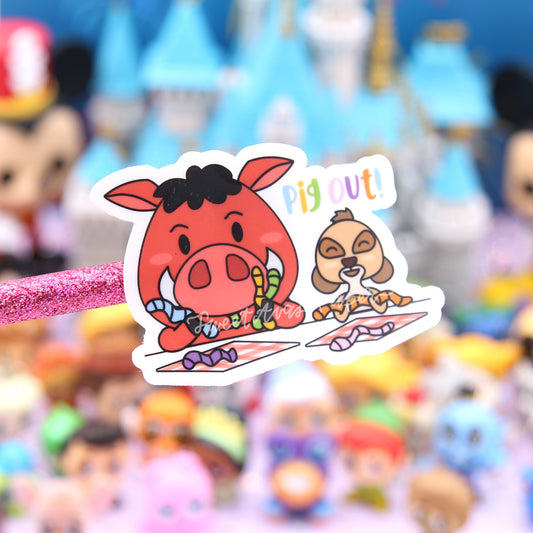 CLEAR STICKER - Pig Out Vinyl Die Cut Sticker - Magical May