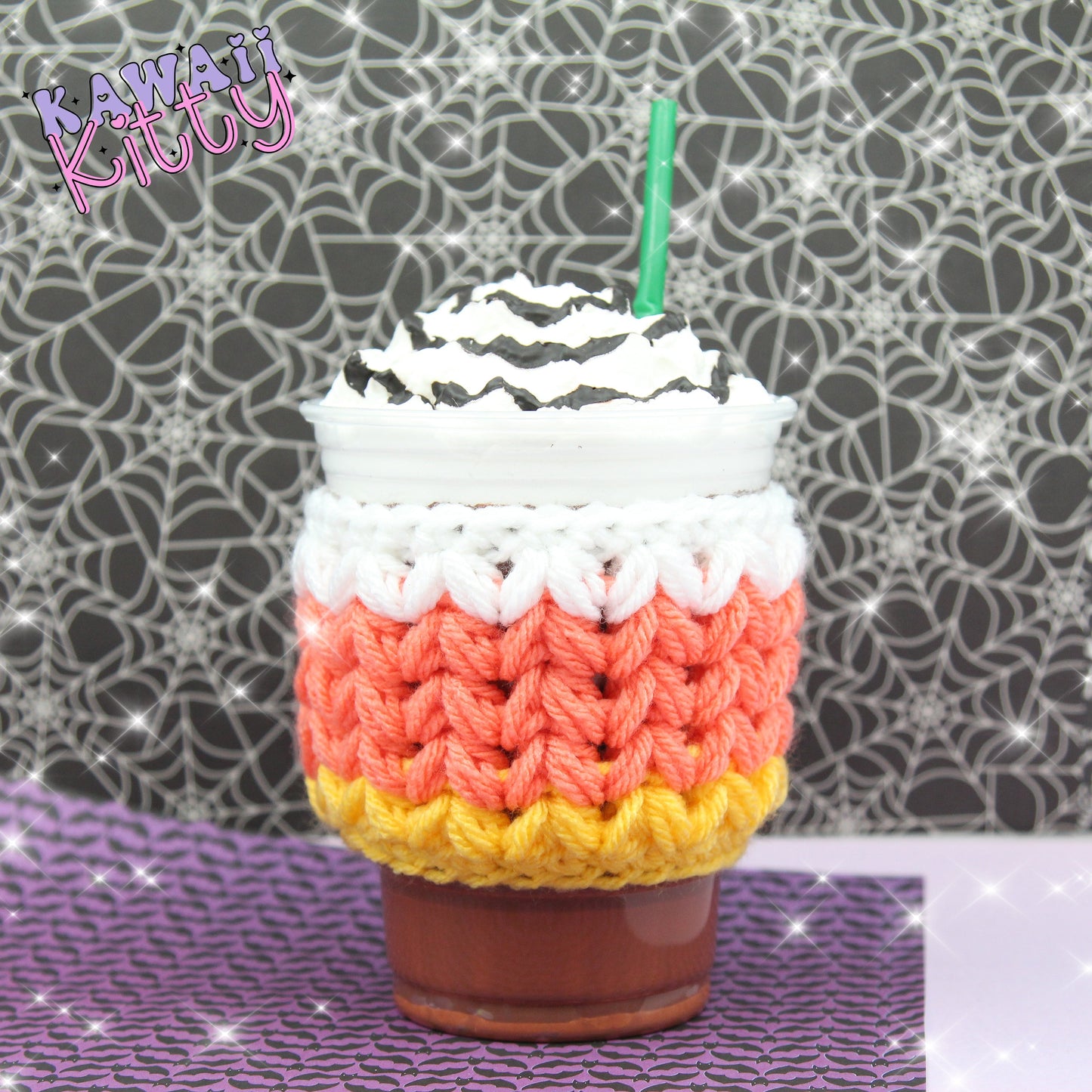 Candy Corn Crochet Cup Cozie Sleeve