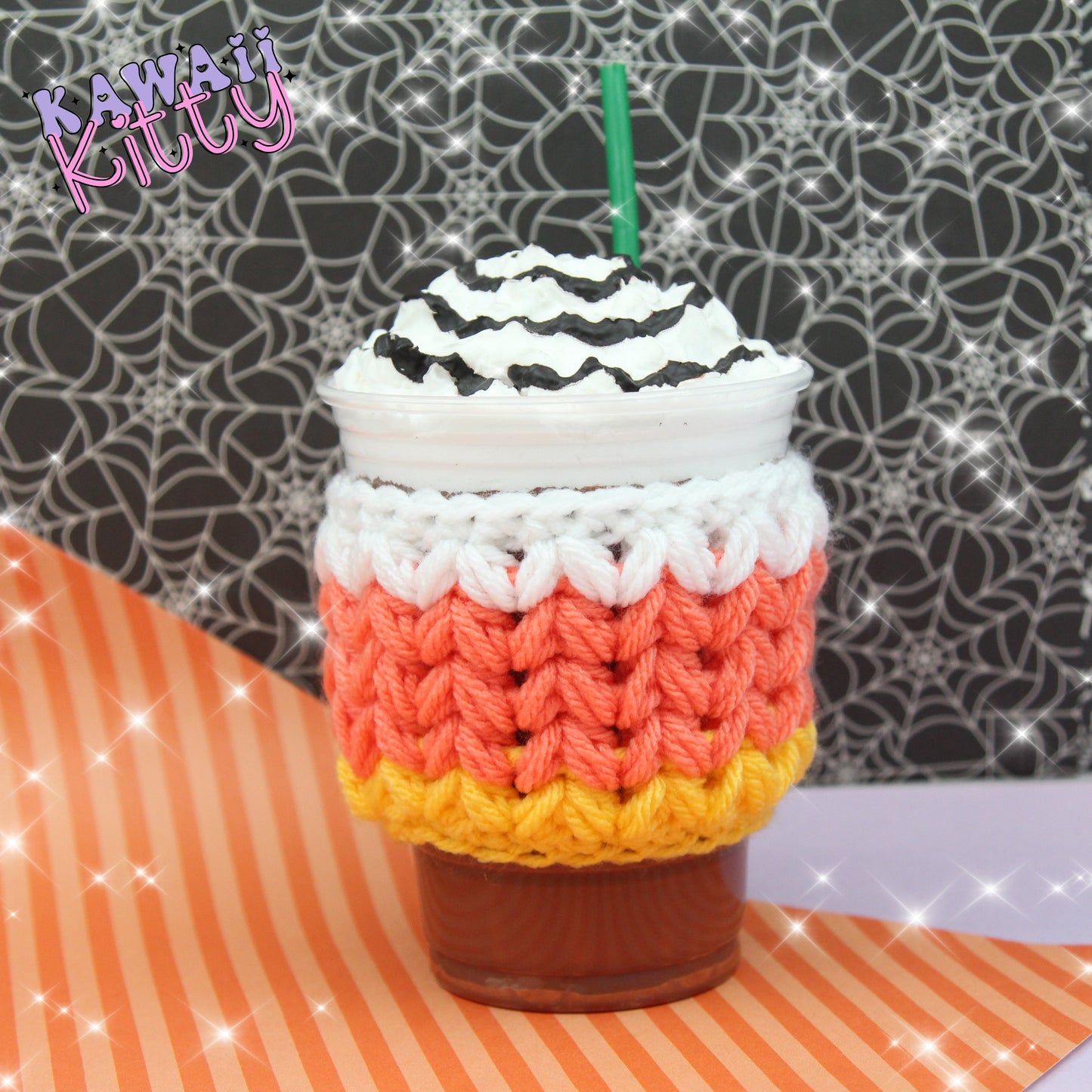 Candy Corn Crochet Cup Cozie Sleeve