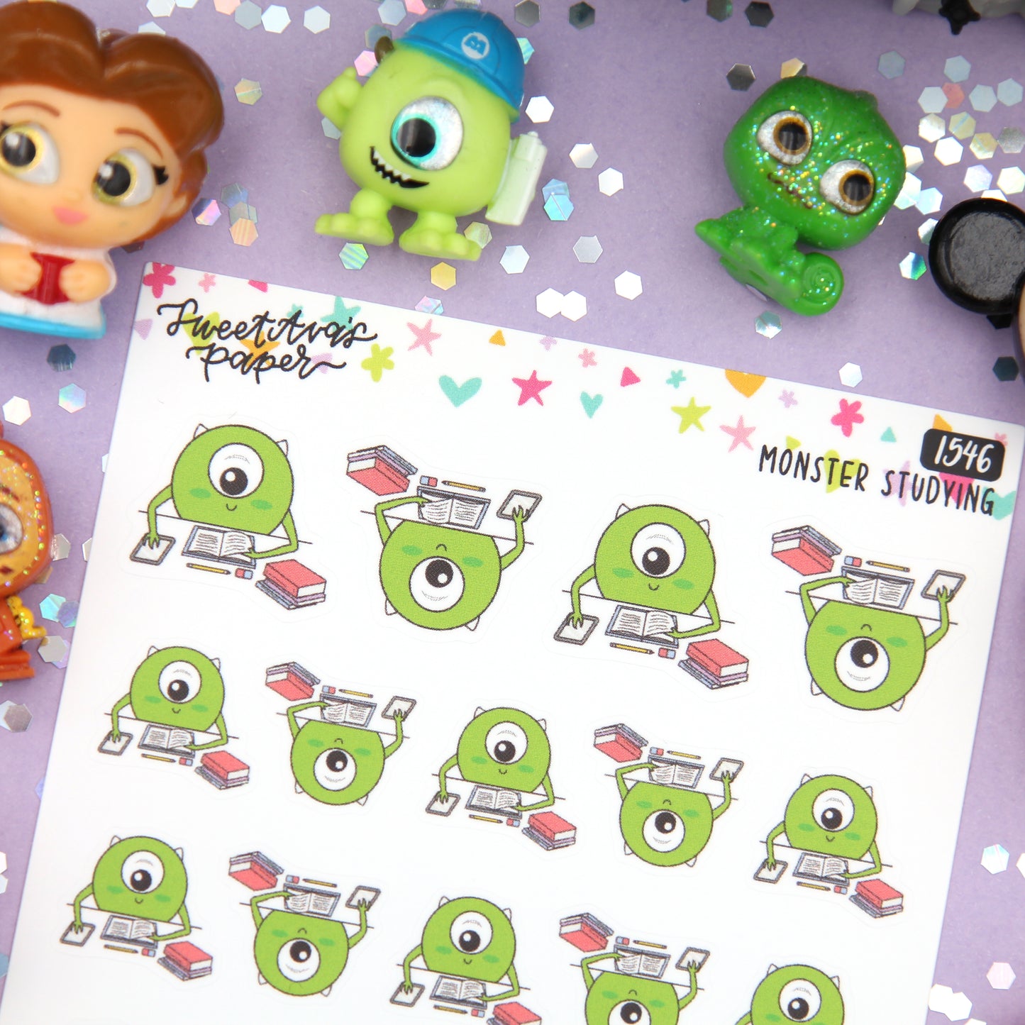 Green Monster Studdy or Reading Planner Stickers - Magical Planner Stickers - Magical May - [1546]