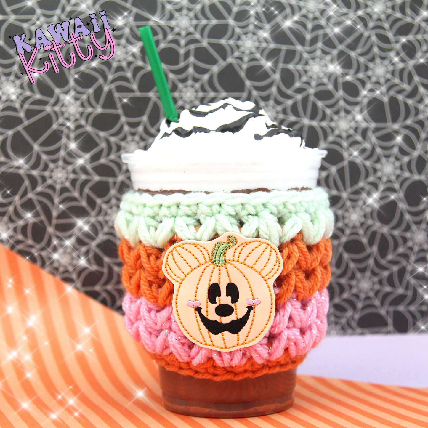 Mouse Pumpkin Crochet Cup Cozie Sleeve