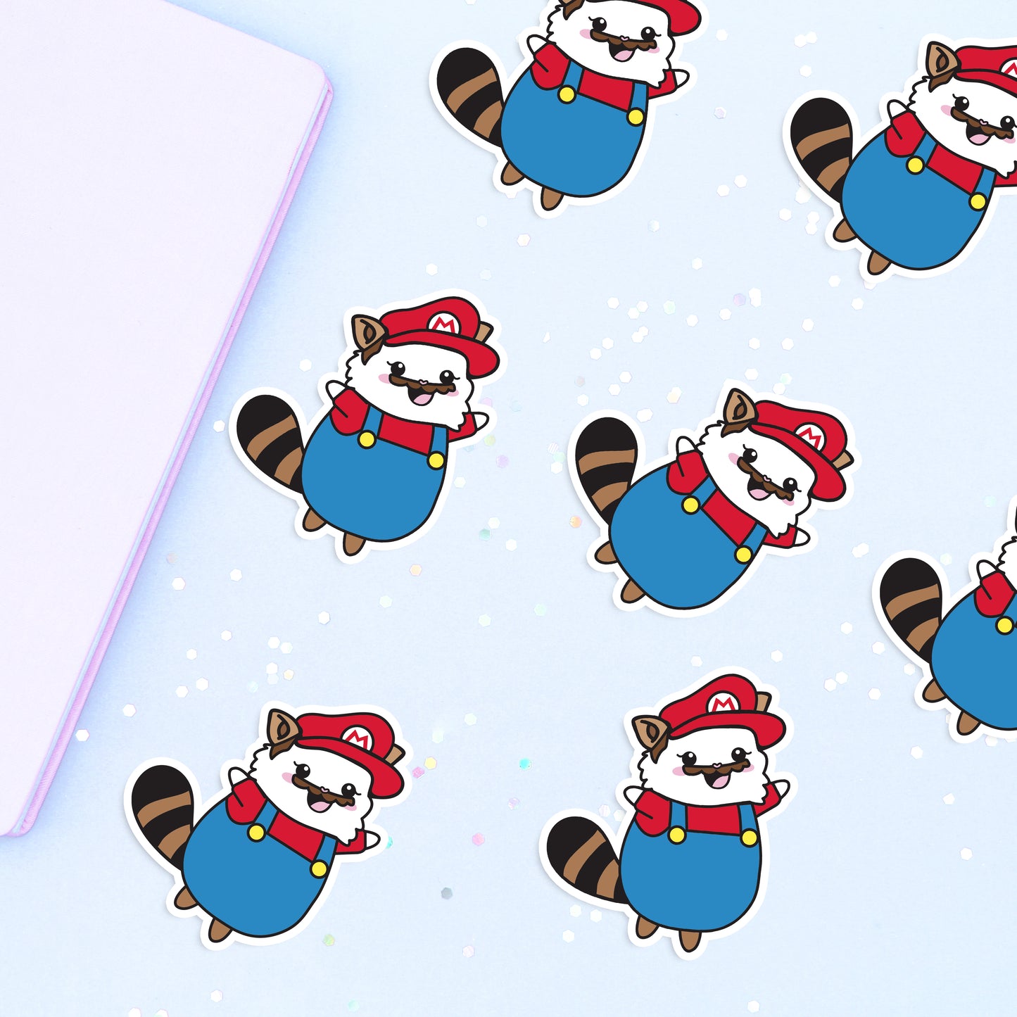 Snowball Mario Raccoon Vinyl Sticker