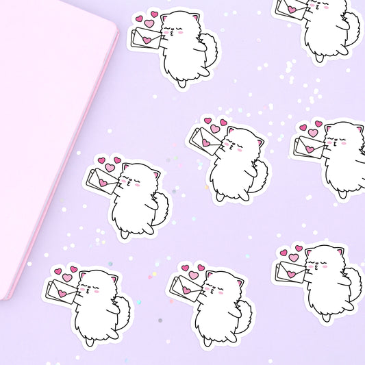 Snowball Valentine Mail Vinyl Die Cut Sticker - Cat Vinyl Sticker