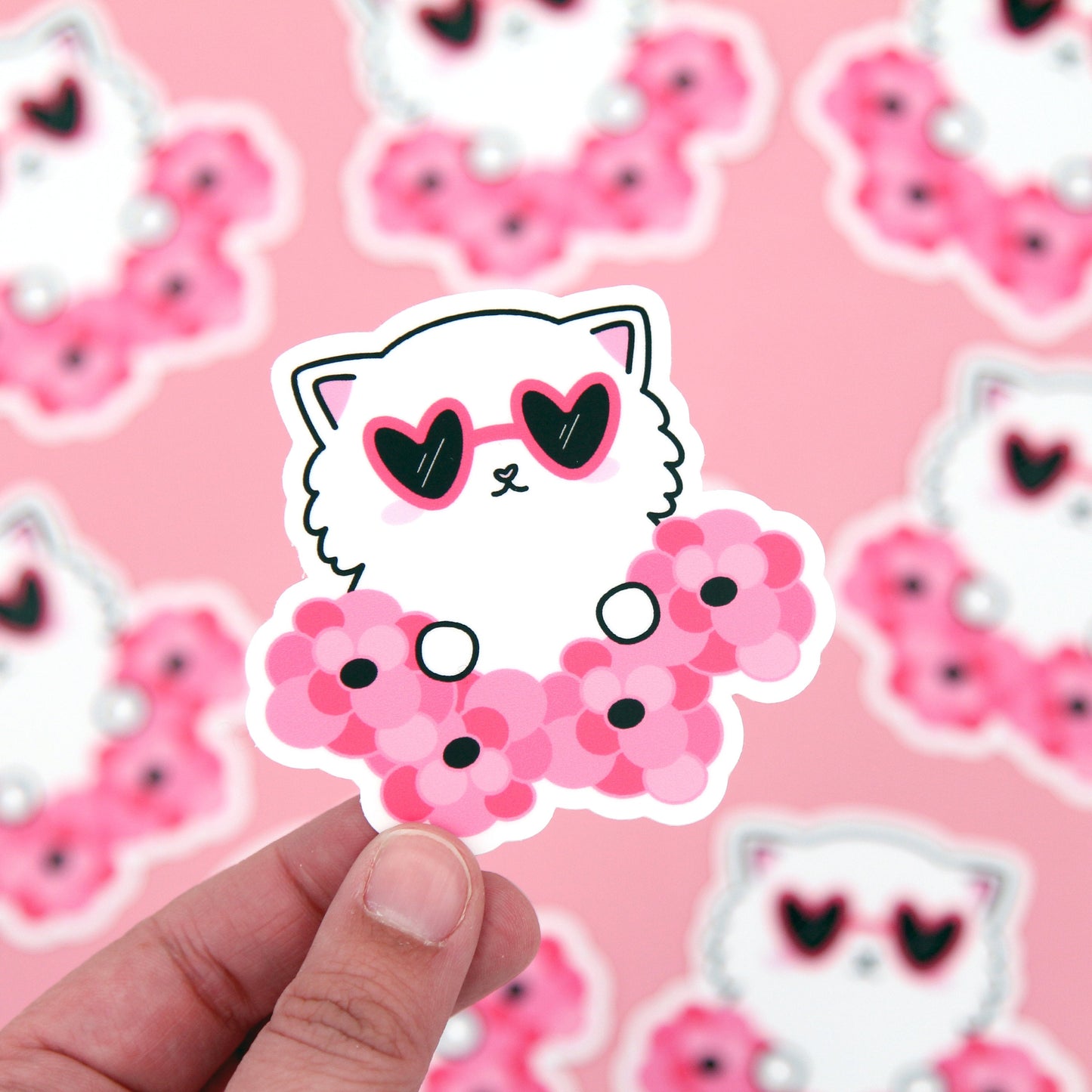 Peeking Cat Vinyl Sticker - Vinyl Die Cut Sticker - Cat Stickers - Vinyl Sticker - Vinyl Decal - Cat Decal - Valentine's Day - Floral Cat