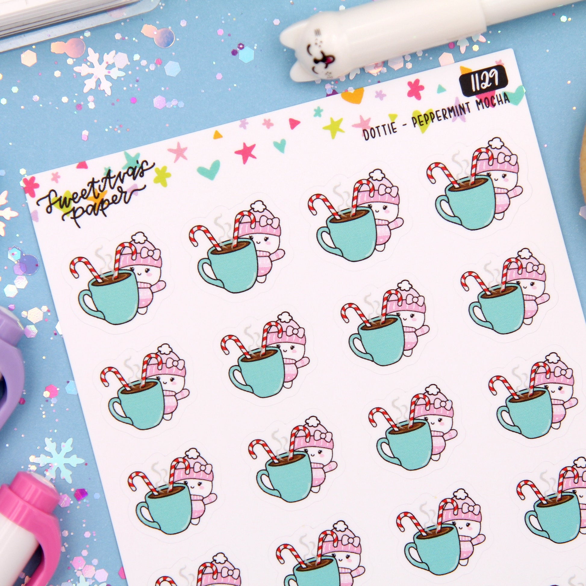 Peppermint Mocha Drink Planner Stickers - Dottie The Sugar Bug - [1129]