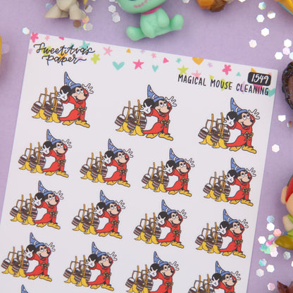 Sorcerer Mouse Cleaning Planner Stickers - Magical Planner Stickers - Magical May - [1549]