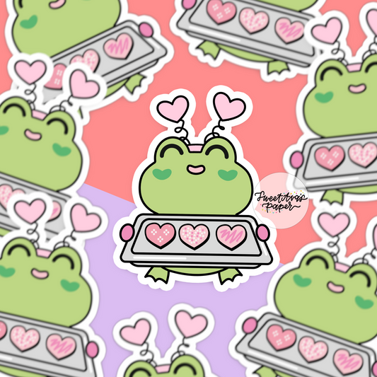 Heart Shaped Cookies - Nini Frog - Valentine's Day - Vinyl Die Cut Sticker